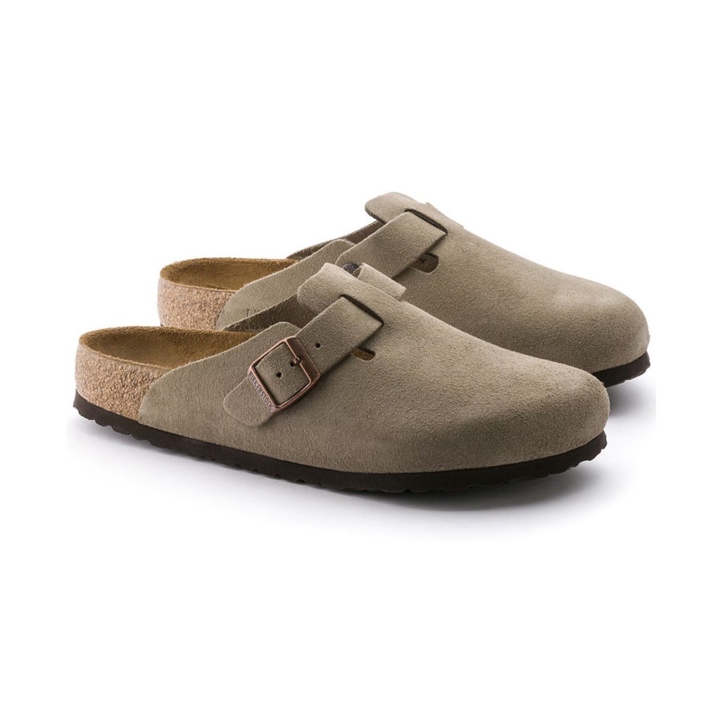 Birkenstock Boston Suede Clogs Taupe Soft Footbed EU 37 Womens  Size 37/6.5